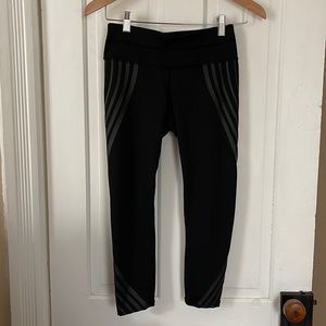Black Athleta Leggings with Stripe Detail